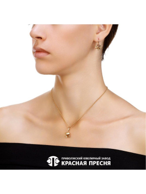 Серьги серебро 925 пробы, покрытие - золочение, вставка - ювелирное стекло европейской огранки