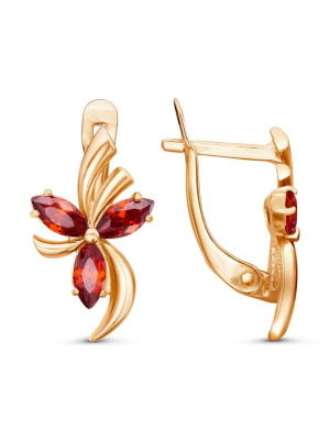 Серьги серебро 925 пробы, покрытие - золочение, вставка - фианит (недрагоценный камень)