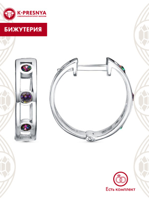 Серьги бижутерия, покрытие - платинирование, вставка - стекло ювелирное preciosa