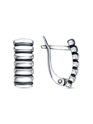 Серьги бижутерия, покрытие - серебрение с оксидированием, без вставок