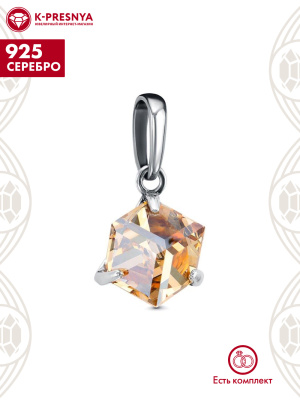 Подвеска серебро 925 пробы, покрытие - оксидирование, вставка - ювелирное стекло европейской огранки