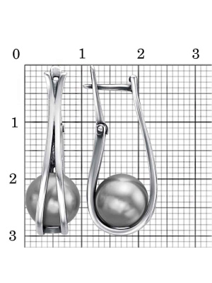 Серьги бижутерия, покрытие - серебрение с оксидированием, вставка - имитация жемчуга