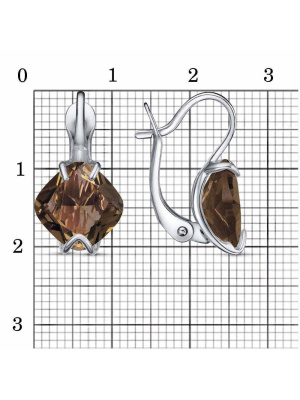 Серьги бижутерия, покрытие - платинирование, вставка - искусственный султанит