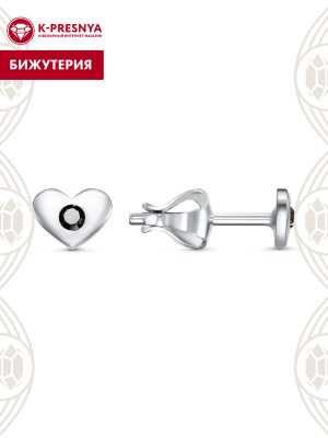 Серьги бижутерия, покрытие - серебрение, вставка - стекло ювелирное preciosa