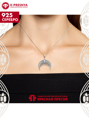 Подвеска серебро 925 пробы, покрытие - оксидирование, вставка - стекло ювелирное собственной огранки