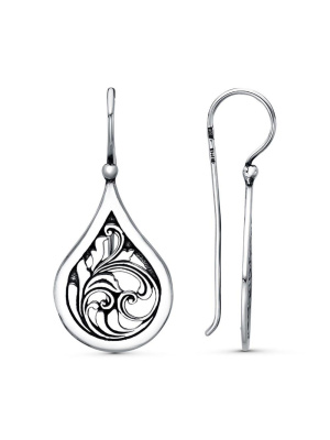 Серьги серебро 925 пробы, покрытие - оксидирование, без вставок