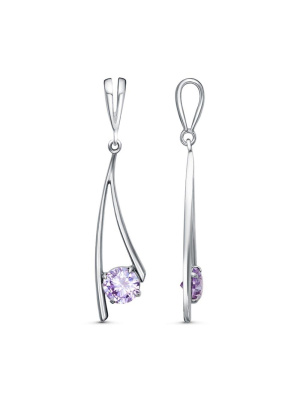 Подвеска серебро 925 пробы, покрытие - платинирование, вставка - фианит (недрагоценный камень)