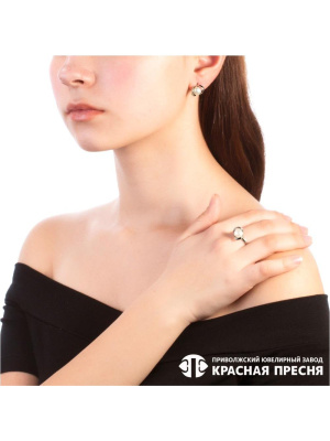 Серьги серебро 925 пробы, покрытие - родирование, вставка - культивированный жемчуг, фианит (недрагоценный камень)