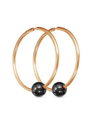 Серьги бижутерия, покрытие - золочение, вставка - гематит