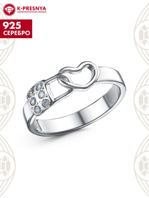 Кольцо серебро 925 пробы, покрытие - оксидирование, вставка - фианит (недрагоценный камень)