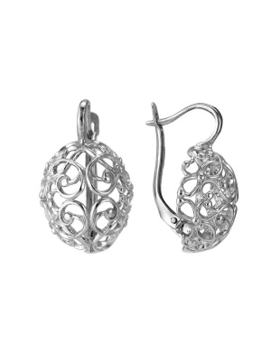 Серьги бижутерия, покрытие - серебрение с оксидированием, без вставок