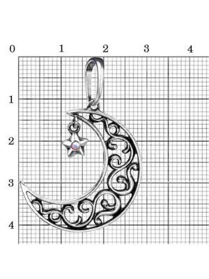 Подвеска бижутерия, покрытие - серебрение с оксидированием, вставка - стекло ювелирное preciosa