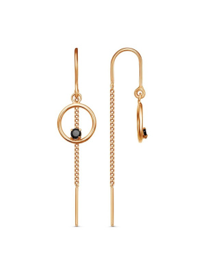 Серьги бижутерия, покрытие - золочение, вставка - фианит (недрагоценный камень)