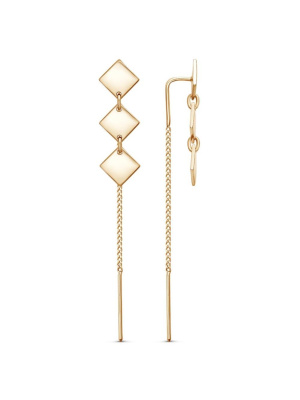 Серьги бижутерия, покрытие - золочение, без вставок