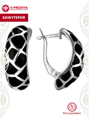 Серьги бижутерия, покрытие - серебрение, отделка - эмаль, без вставок