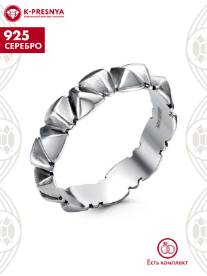 Кольцо серебро 925 пробы, покрытие - оксидирование, без вставок