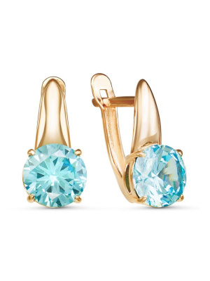 Серьги бижутерия, покрытие - золочение, вставка - фианит (недрагоценный камень)