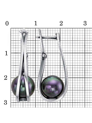 Серьги бижутерия, покрытие - серебрение с оксидированием, вставка - имитация жемчуга