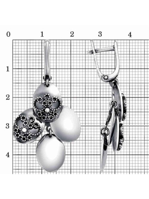 Серьги серебро 925 пробы, покрытие - оксидирование, без вставок