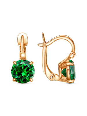 Серьги бижутерия, покрытие - золочение, вставка - фианит (недрагоценный камень)