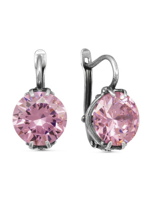 Серьги бижутерия, покрытие - серебрение с оксидированием, вставка - фианит (недрагоценный камень)