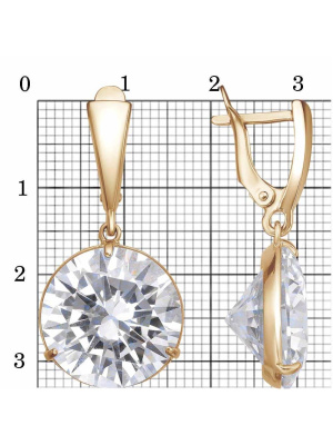 Серьги бижутерия, покрытие - золочение, вставка - фианит (недрагоценный камень)