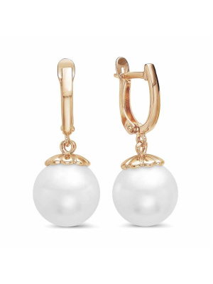 Серьги бижутерия, покрытие - золочение, вставка - имитация жемчуга