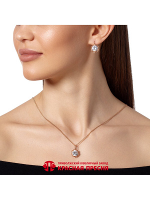 Подвеска серебро 925 пробы, покрытие - золочение, вставка - фианит (недрагоценный камень)