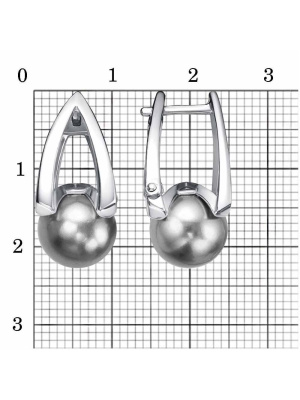 Серьги бижутерия, покрытие - платинирование, вставка - имитация жемчуга