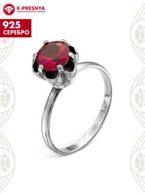 Кольцо серебро 925 пробы, покрытие - оксидирование, вставка - синтетический корунд