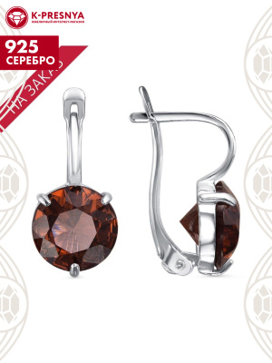 Серьги серебро 925 пробы, покрытие - родирование, вставка - ситалл собственной огранки