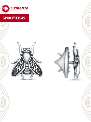 Брошь бижутерия, покрытие - серебрение с оксидированием, без вставок