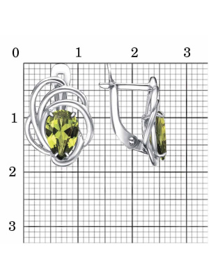 Серьги бижутерия, покрытие - платинирование, вставка - фианит (недрагоценный камень)