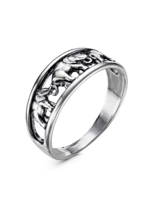 Кольцо серебро 925 пробы, покрытие - оксидирование, без вставок