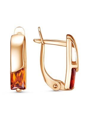 Серьги бижутерия, покрытие - золочение, вставка - фианит (недрагоценный камень)