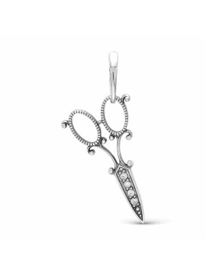Подвеска серебро 925 пробы, покрытие - оксидирование, вставка - фианит (недрагоценный камень)