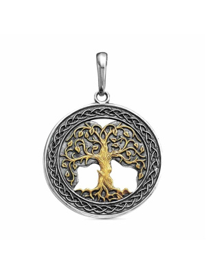 Подвеска серебро 925 пробы, покрытие - оксидирование, выборочное золочение, без вставок