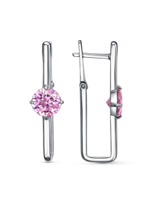 Серьги серебро 925 пробы, покрытие - платинирование, вставка - фианит (недрагоценный камень)