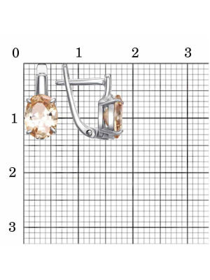 Серьги серебро 925 пробы, покрытие - платинирование, вставка - фианит (недрагоценный камень)