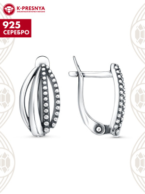 Серьги серебро 925 пробы, покрытие - оксидирование, без вставок