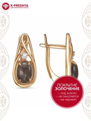 Серьги серебро 925 пробы, покрытие - золочение, выборочное родирование