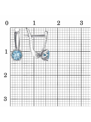 Серьги серебро 925 пробы, покрытие - платинирование, вставка - фианит (недрагоценный камень)