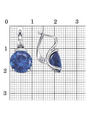 Серьги серебро 925 пробы, покрытие - родирование, вставка - искусственная шпинель