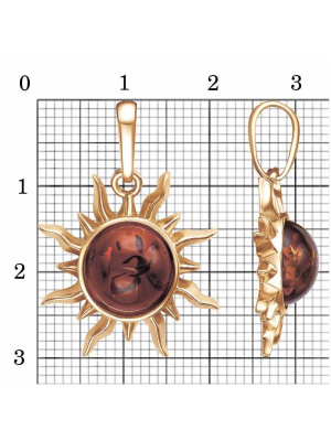 Подвеска бижутерия, покрытие - золочение, вставка - искусственный янтарь