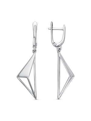 Серьги серебро 925 пробы, покрытие - родирование, без вставок