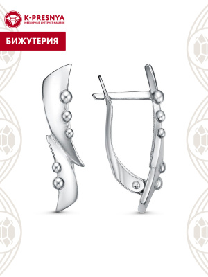 Серьги бижутерия, покрытие - платинирование, без вставок