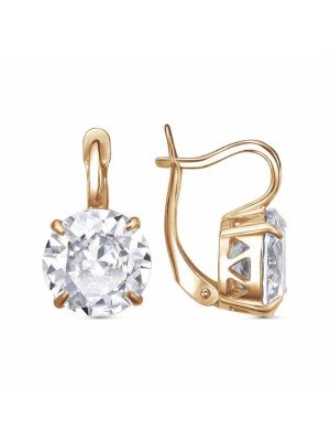 Серьги бижутерия, покрытие - золочение, вставка - фианит (недрагоценный камень)