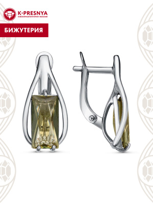 Серьги бижутерия, покрытие - платинирование, вставка - стекло ювелирное собственной огранки