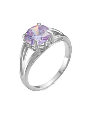 Кольцо серебро 925 пробы, покрытие - родирование, вставка - фианит (недрагоценный камень)