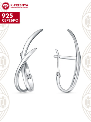 Серьги серебро 925 пробы, покрытие - родирование, без вставок